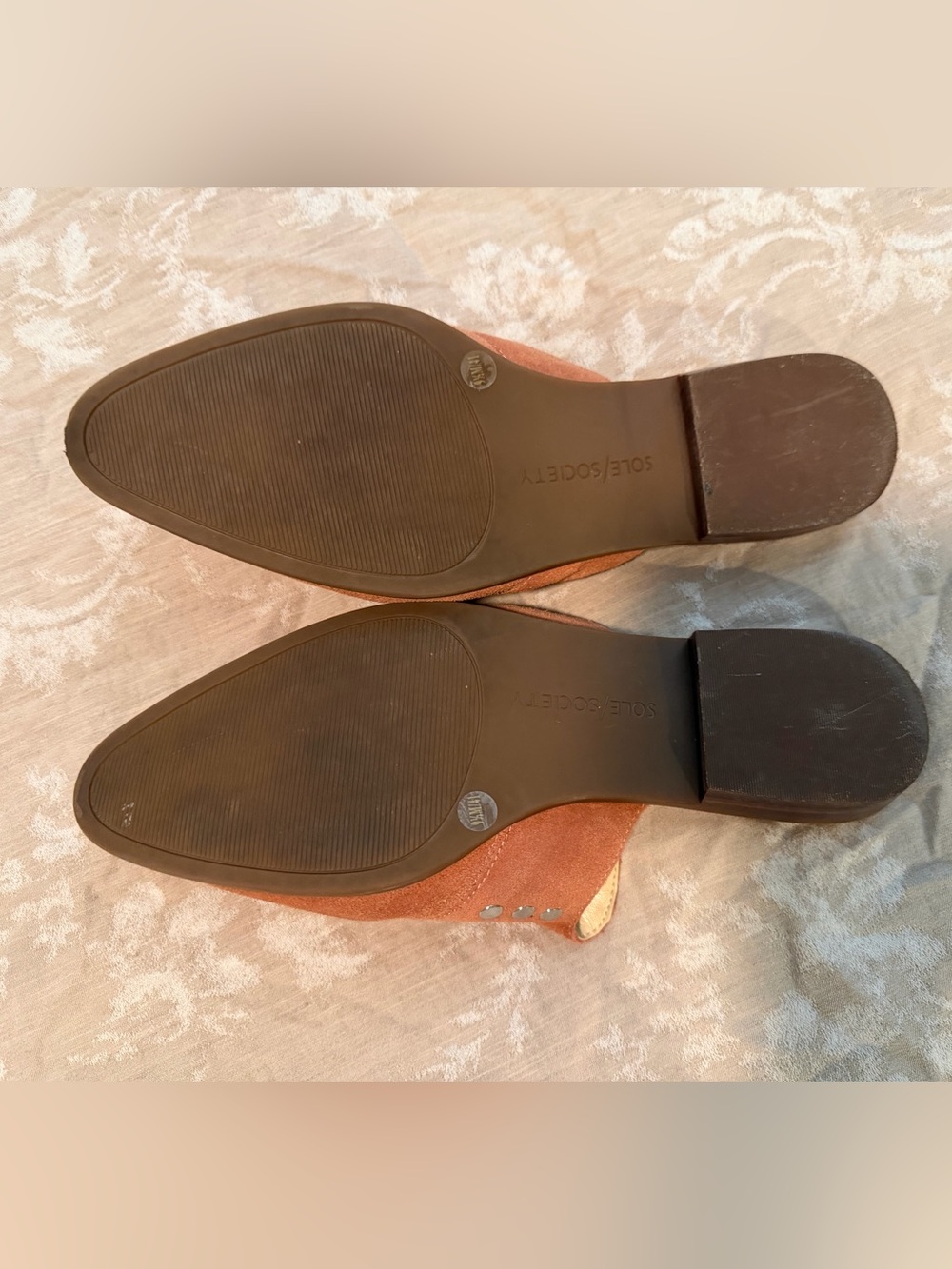Sole Society Suede Pointed-Toe Mules, Coral, Size 9.5 - Picture 8 of 12